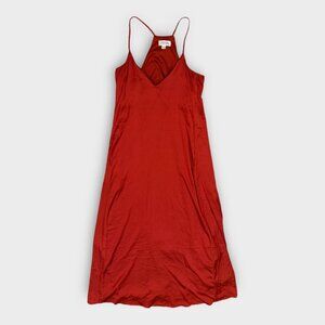 Tahari by Arthur Levine Charmeuse Maxi Dress - Red Orange - size small